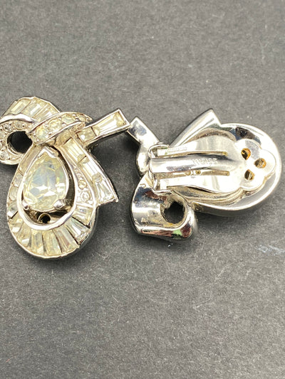 1950s Signed Weiss Diamanté Crystal Clips