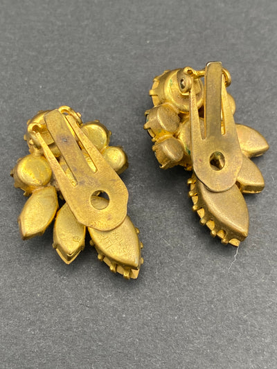 Gorgeous Autumnal 1950s Diamanté Clips