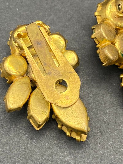 Gorgeous Autumnal 1950s Diamanté Clips