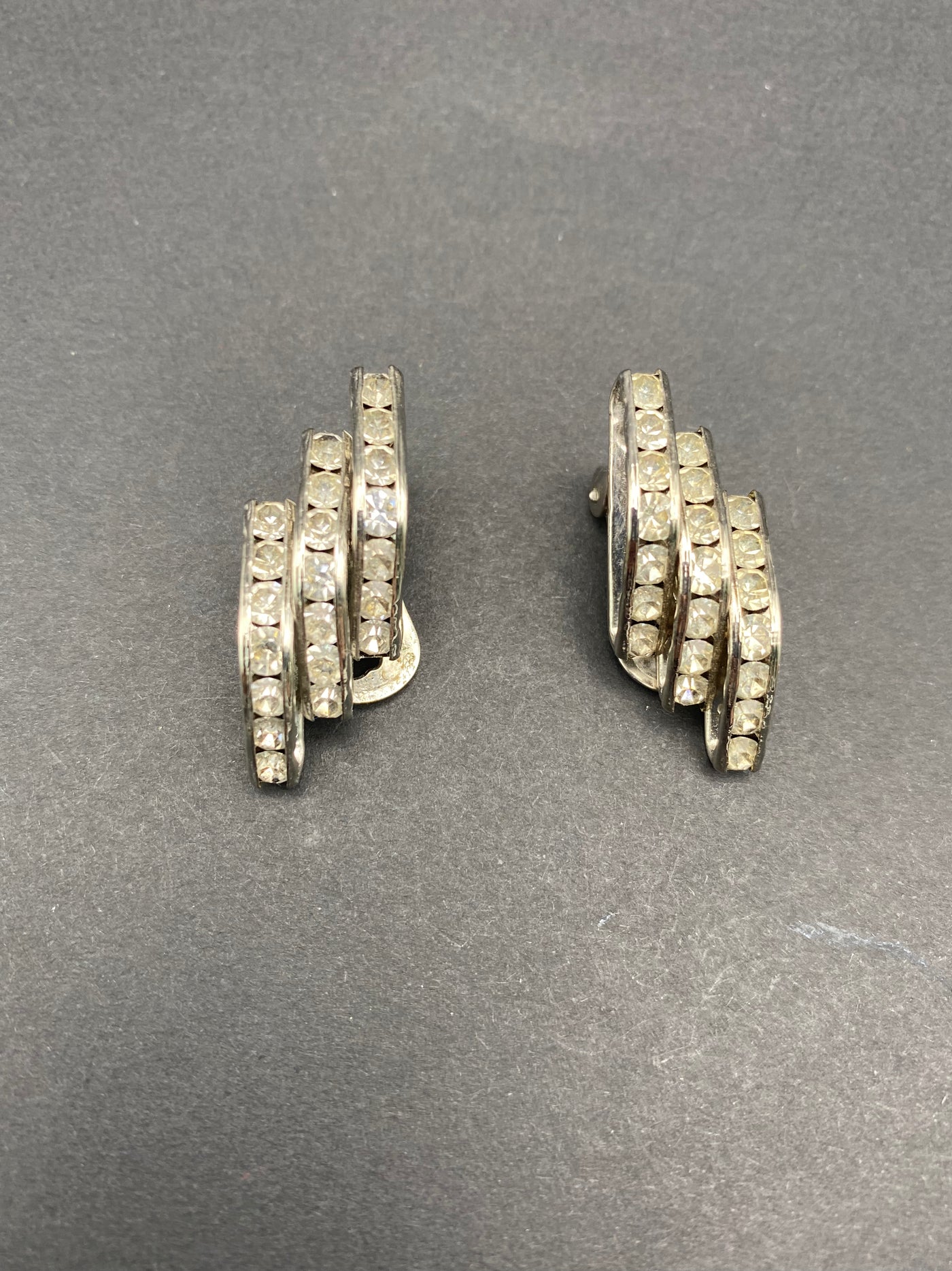 1950s Diamanté Geometric Clip Earrings