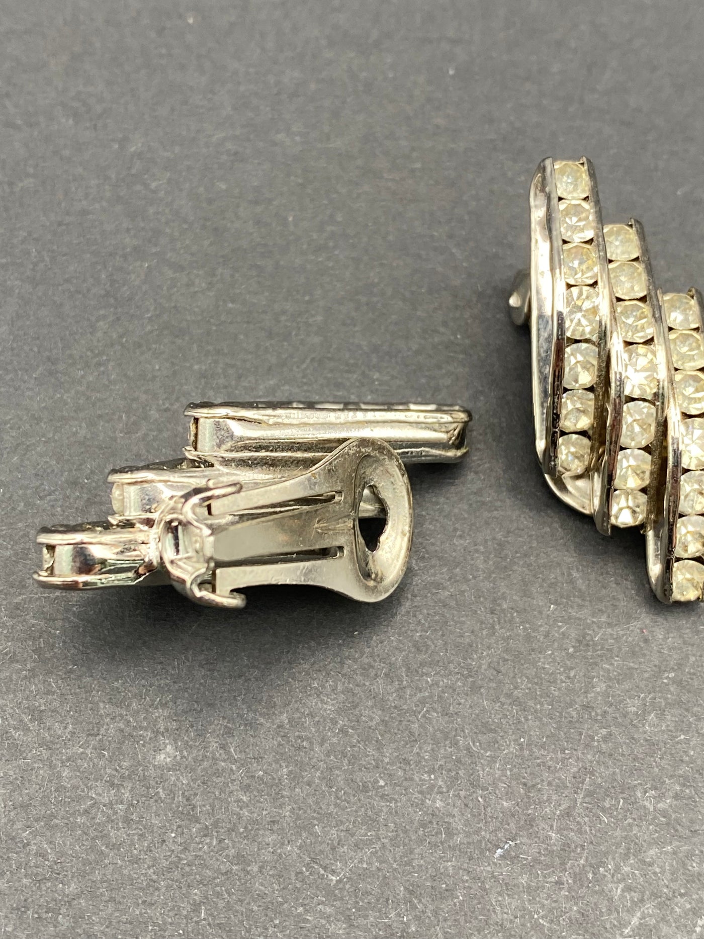 1950s Diamanté Geometric Clip Earrings