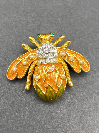 Adorable 1980s Signed Joan Rivers Bee Brooch