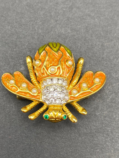 Adorable 1980s Signed Joan Rivers Bee Brooch