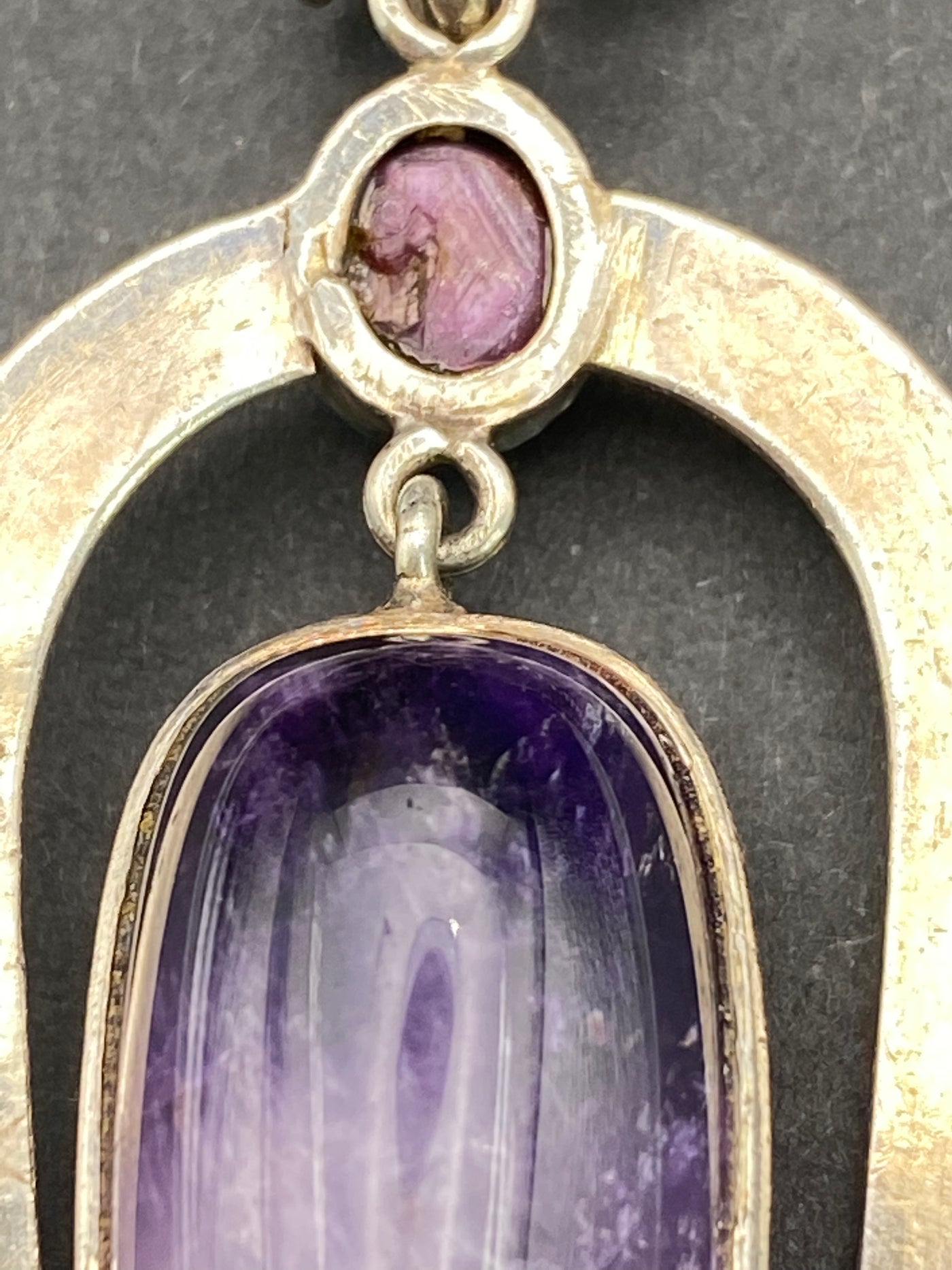 Modernist Sterling Silver Amethyst Pendant Necklace