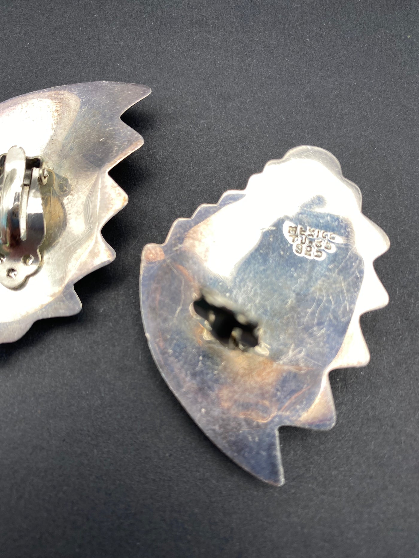 Stylish 1980s Taxco Mexico Clip on Earrings