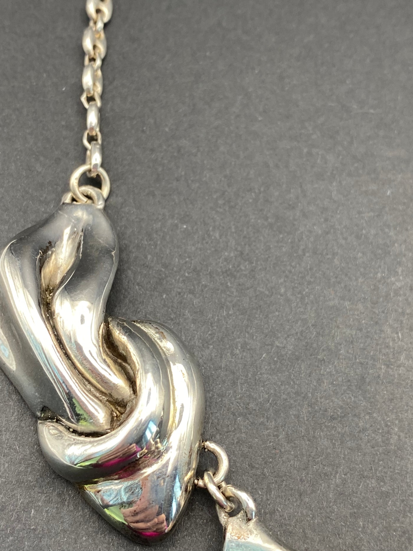 Modernist Sterling Silver Hollow Filled Designer Signed Necklace