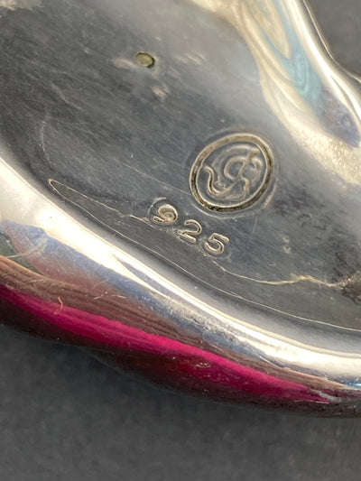 Modernist Sterling Silver Hollow Filled Designer Signed Necklace