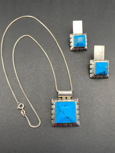 Modernist Sterling Silver Signed Taxco Mexico Necklace Set