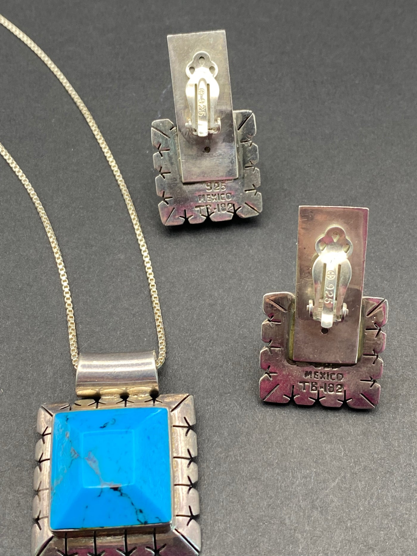 Modernist Sterling Silver Signed Taxco Mexico Necklace Set