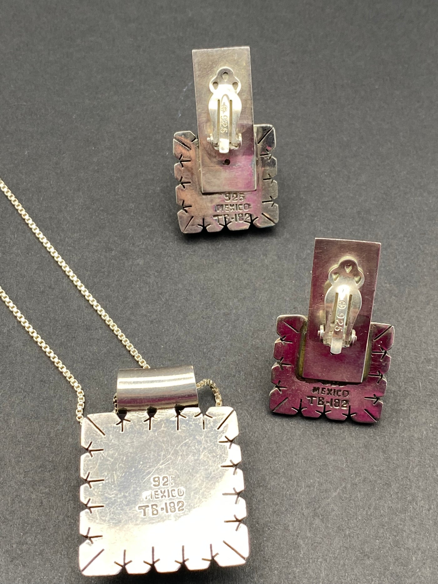 Modernist Sterling Silver Signed Taxco Mexico Necklace Set