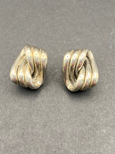 Vintage Modernist Sterling Silver Clip on Earrings