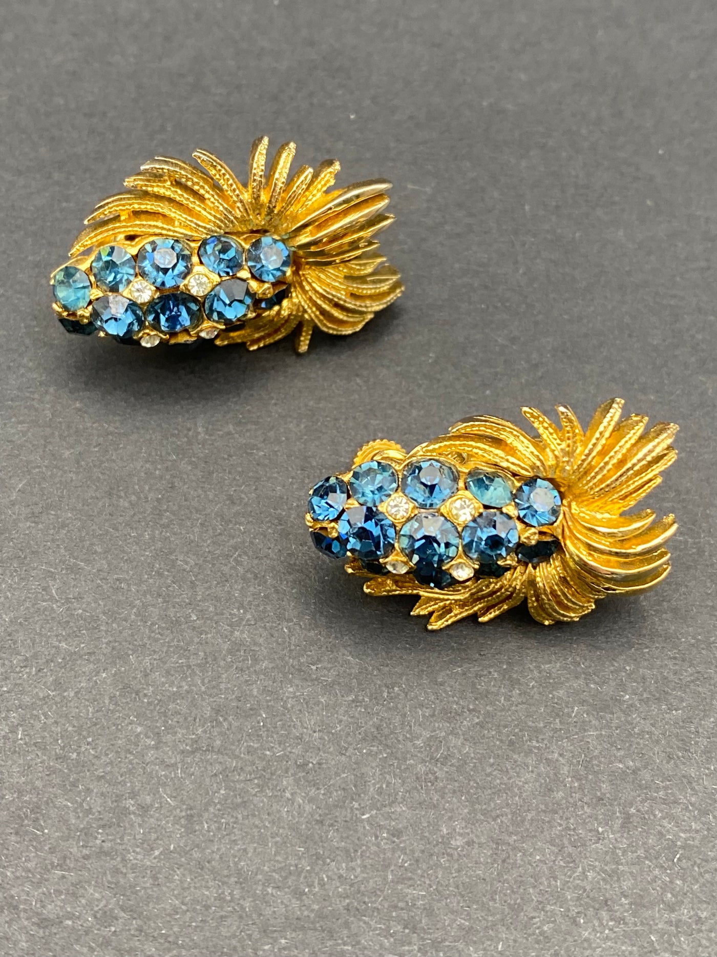 1950s Jewelcraft Diamanté Encrusted Pineapple Inspired Clip Earrings