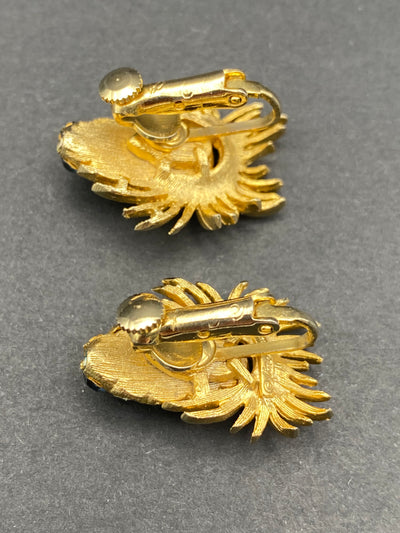 1950s Jewelcraft Diamanté Encrusted Pineapple Inspired Clip Earrings