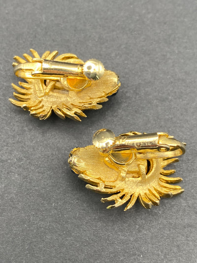 1950s Jewelcraft Diamanté Encrusted Pineapple Inspired Clip Earrings