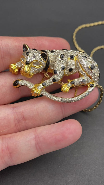 Vogue Bijoux Signed Diamanté Leopard Necklace