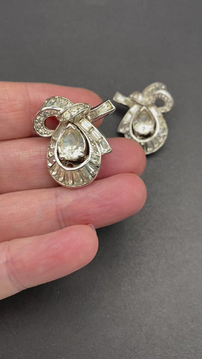 1950s Signed Weiss Diamanté Crystal Clips