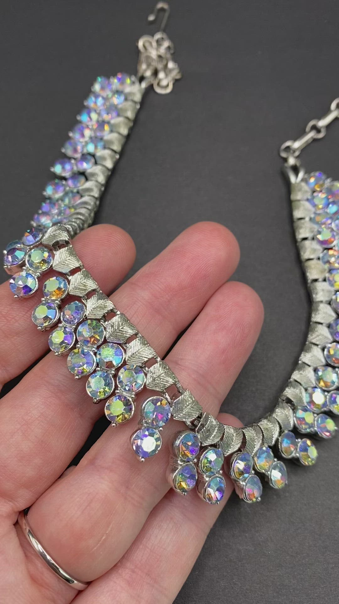 SOLD - Aurora Borealis Crystal Rhinestone Collar Necklace by Coro