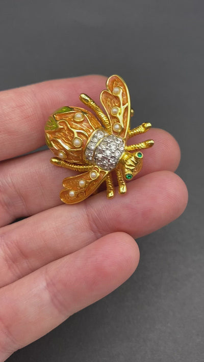 Adorable 1980s Signed Joan Rivers Bee Brooch
