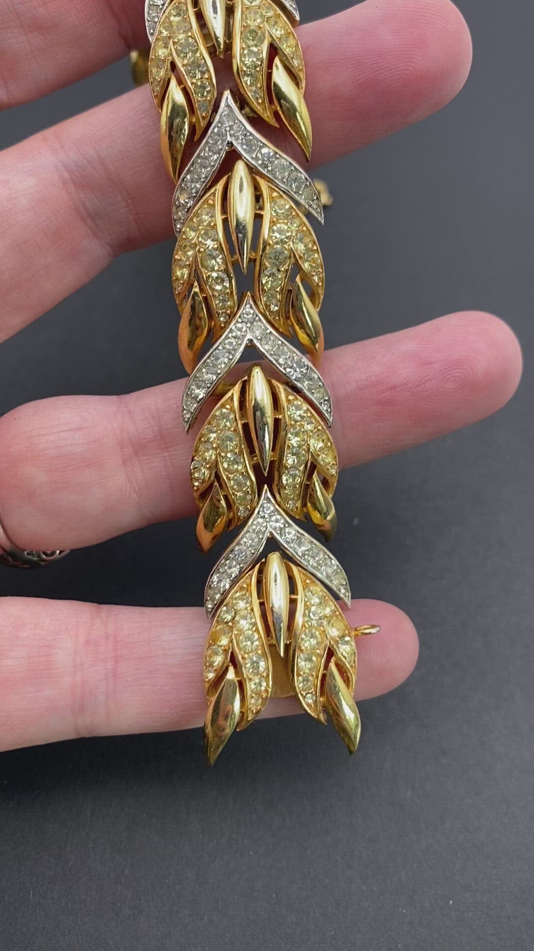 SOLD - 1950s Signed Trifari Diamanté Articulated Bracelet