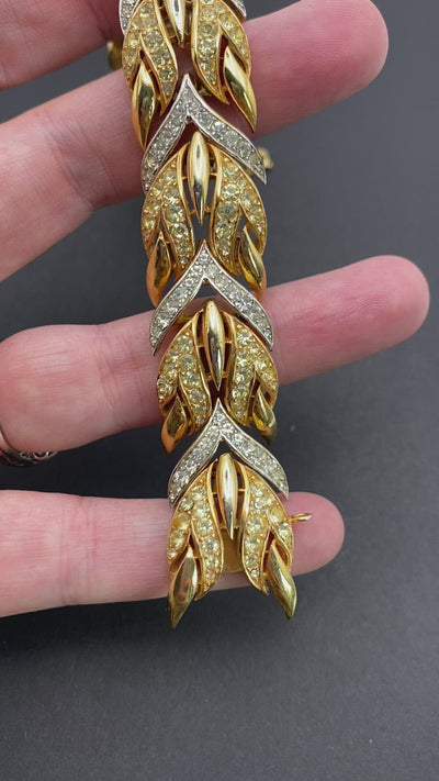 SOLD - 1950s Signed Trifari Diamanté Articulated Bracelet
