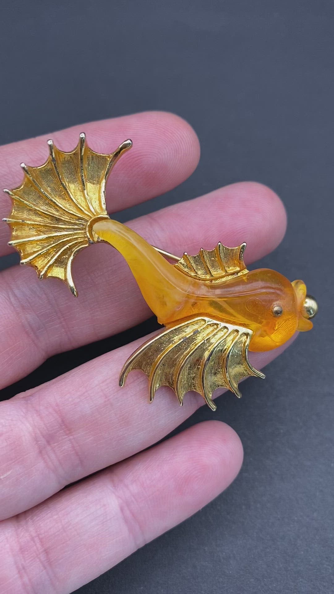 Rare Signed Sphinx Fish Brooch